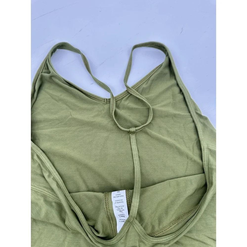 Lululemon Modal Silk Blend Yoga Tank‎ Top Sz 2 Green Open Back Athletic Flowy